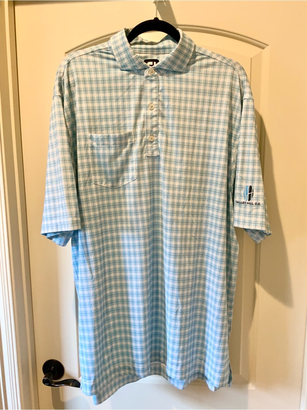 FootJoy Light Blue Plaid Short-Sleeve Golf Polo